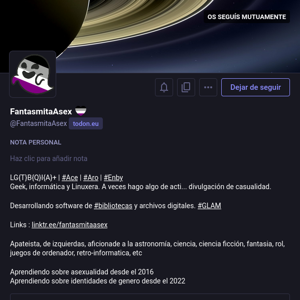 Captura del perfil de @FantasmitaAsex