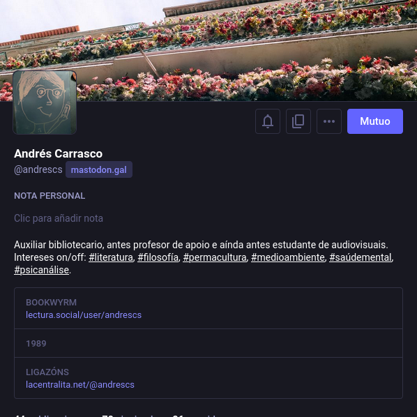 Captura del perfil de @andrescs