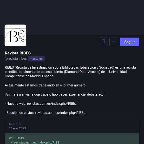 Captura del perfil de @revista_ribes