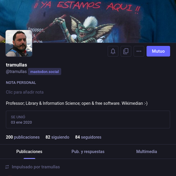 Captura del perfil de @tramullas